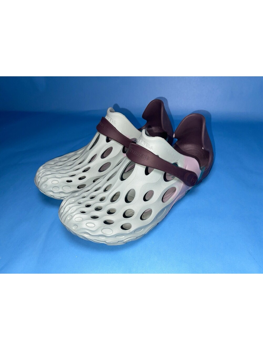 Merrell Hydro Moc Water Shoes Gray Purple Men 7.5 Women 9 Slip On Clogs